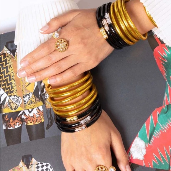 EUC BuDhaGirl All Weather 3 Kings Bangles - Black Small - Picture 2 of 7
